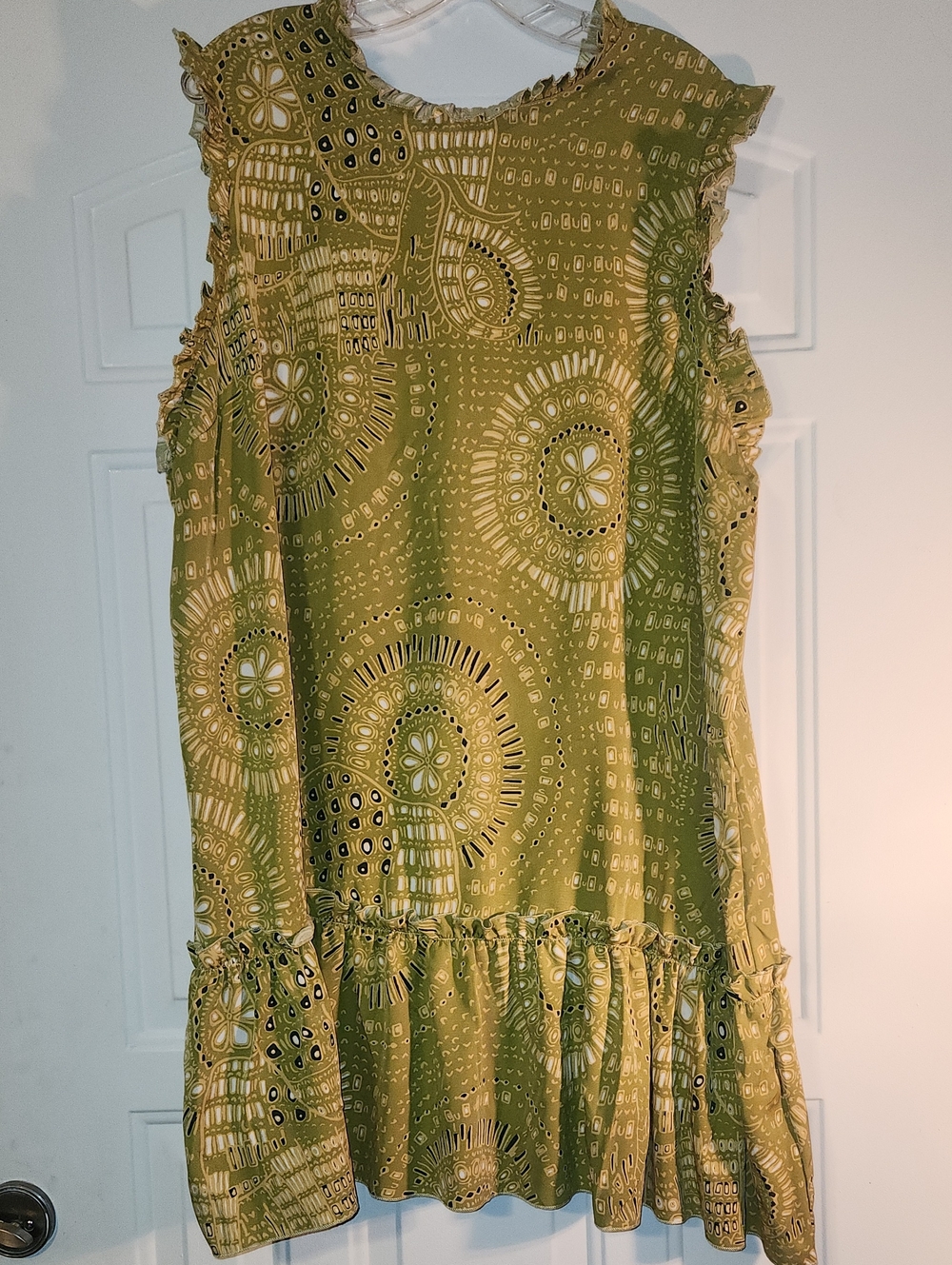 SHEIN Olive Green Patterned Mini Dress